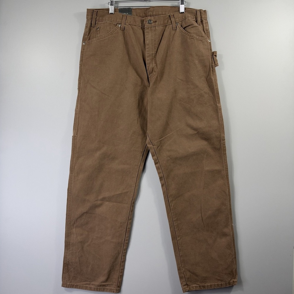 NWT Dickies Carpenter Jeans Mens 38x32 Brown Relaxed Fit Straight Leg Denim